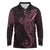 Black Pink Polynesian Tribal Long Sleeve Polo Shirt - Polynesian Pride