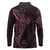 Black Pink Polynesian Tribal Long Sleeve Polo Shirt - Polynesian Pride