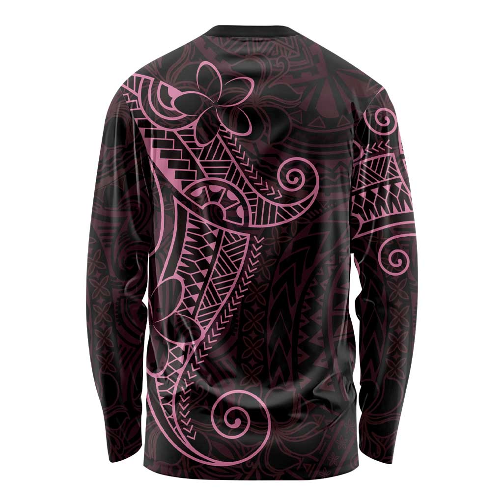 Black Pink Polynesian Tribal Long Sleeve Shirt LT9 - Polynesian Pride