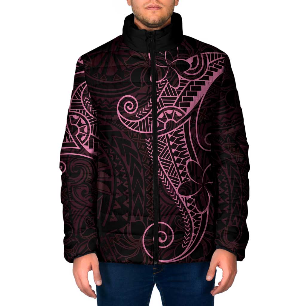 Black Pink Polynesian Tribal Padded Jacket - Polynesian Pride