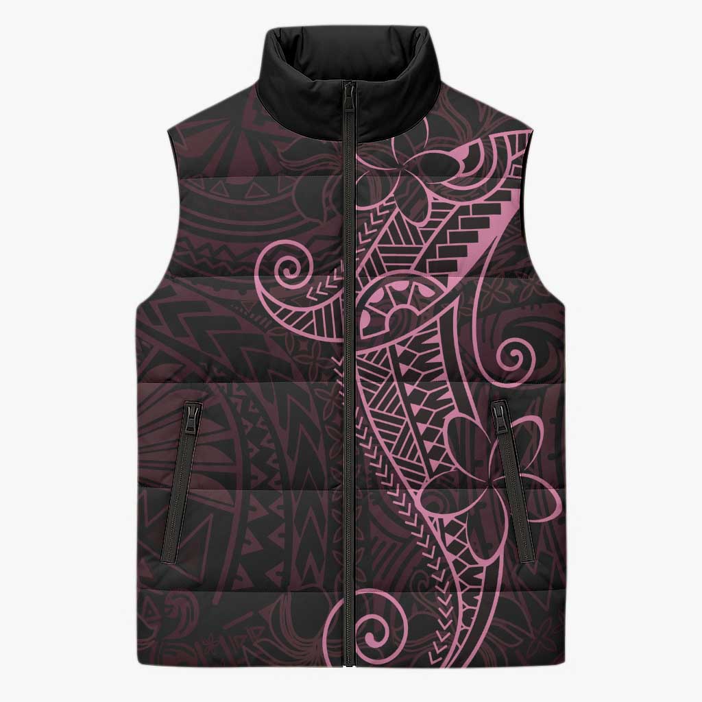 Black Pink Polynesian Tribal Sleeveless Puffer Jacket - Polynesian Pride