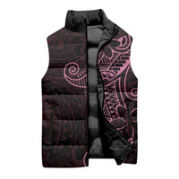 Black Pink Polynesian Tribal Sleeveless Puffer Jacket - Polynesian Pride