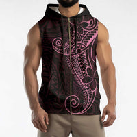 Black Pink Polynesian Tribal Sleeveless Zip Hoodie - Polynesian Pride