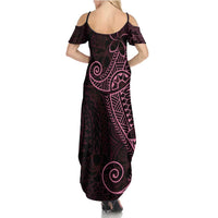 Black Pink Polynesian Tribal Summer Maxi Dress - Polynesian Pride
