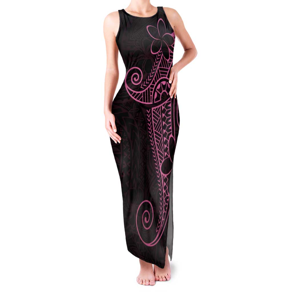 Black Pink Polynesian Tribal Tank Maxi Dress - Polynesian Pride