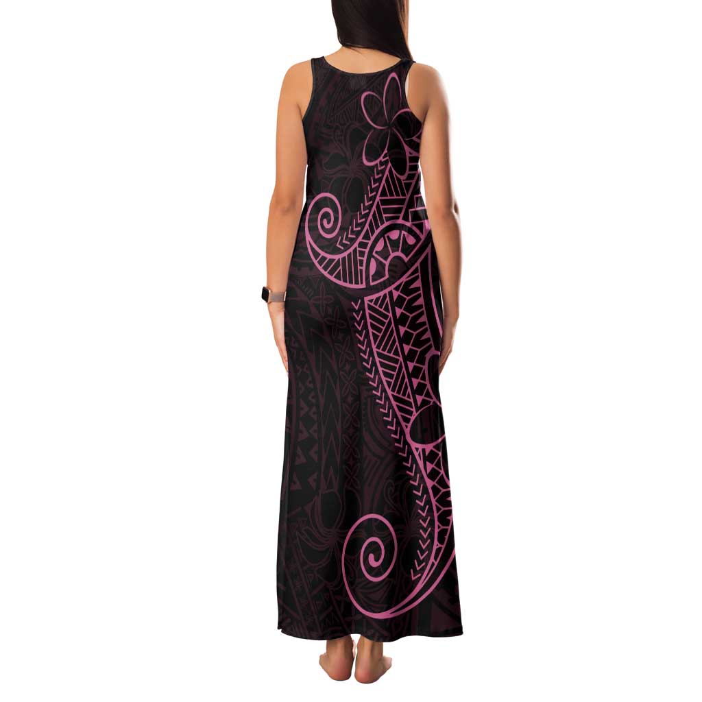 Black Pink Polynesian Tribal Tank Maxi Dress - Polynesian Pride