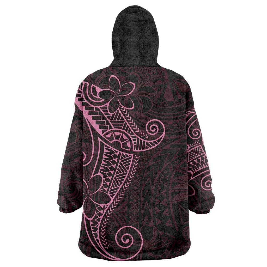 Black Pink Polynesian Tribal Wearable Blanket Hoodie - Polynesian Pride