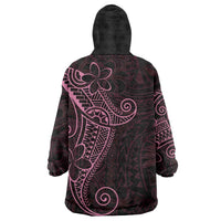 Black Pink Polynesian Tribal Wearable Blanket Hoodie - Polynesian Pride