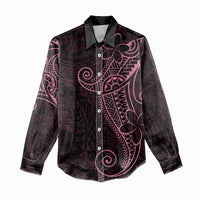 Black Pink Polynesian Tribal Women Casual Shirt - Polynesian Pride
