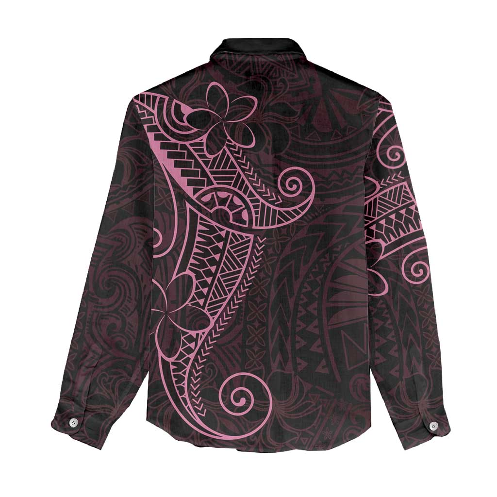Black Pink Polynesian Tribal Women Casual Shirt - Polynesian Pride