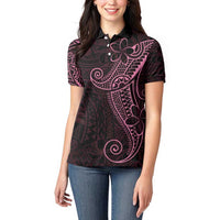 Black Pink Polynesian Tribal Women Polo Shirt - Polynesian Pride