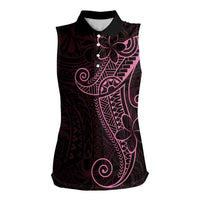 Black Pink Polynesian Tribal Women Sleeveless Polo Shirt - Polynesian Pride