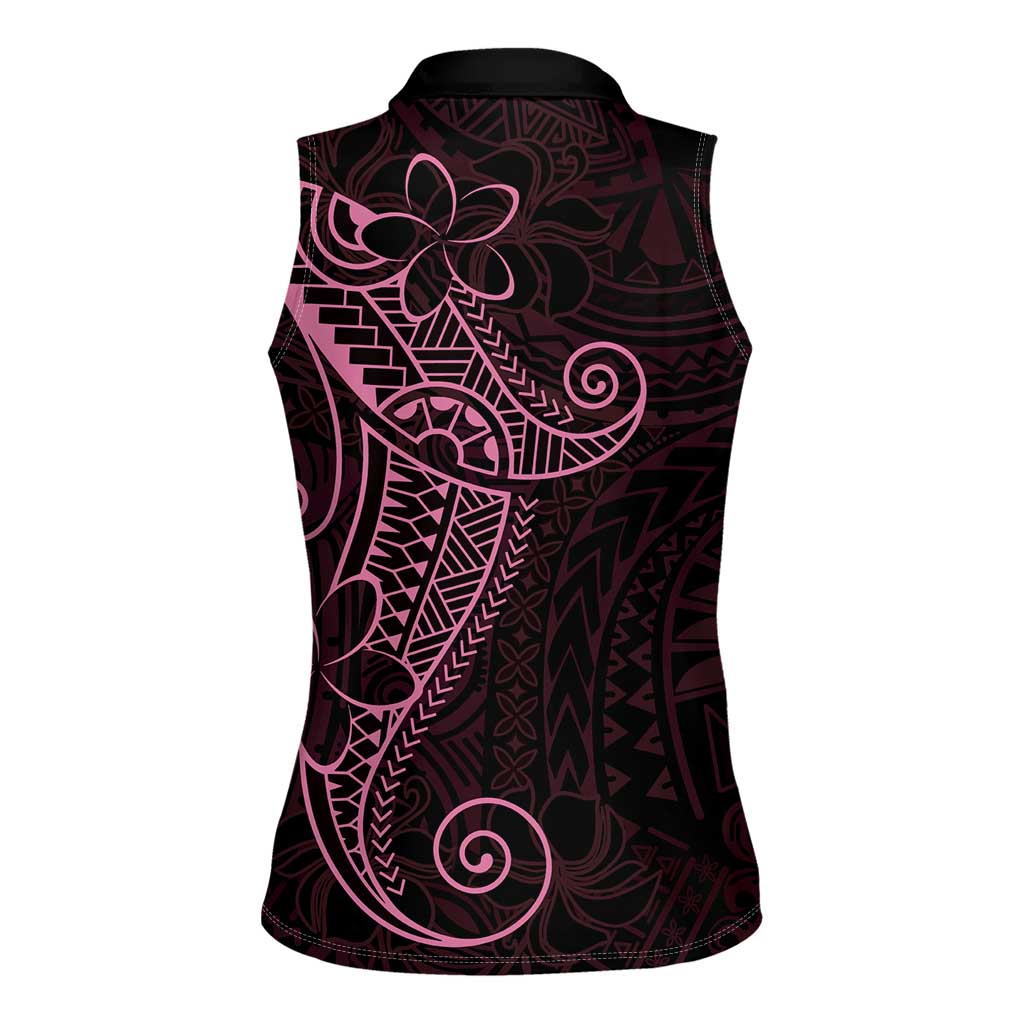 Black Pink Polynesian Tribal Women Sleeveless Polo Shirt - Polynesian Pride
