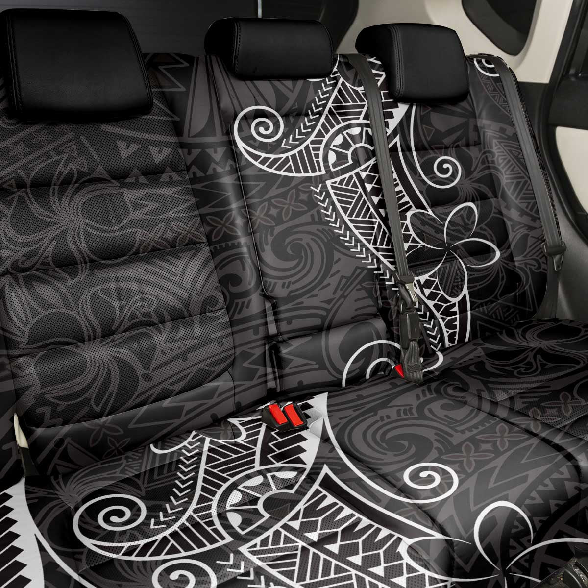 Black White Polynesian Tribal Back Car Seat Cover LT9 - Polynesian Pride