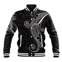Black White Polynesian Tribal Baseball Jacket LT9 Unisex White - Polynesian Pride