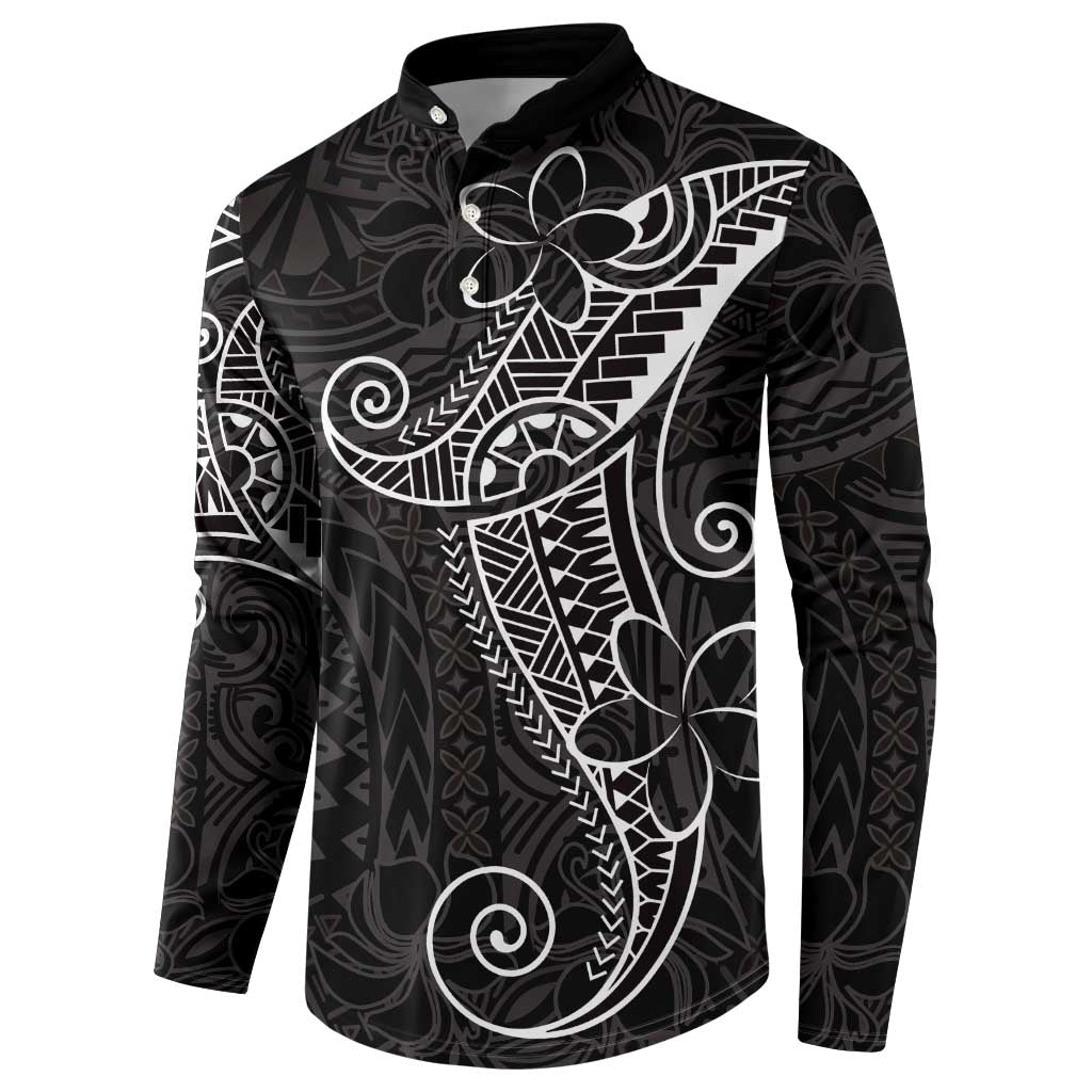 Black White Polynesian Tribal Button Sweatshirt - Polynesian Pride