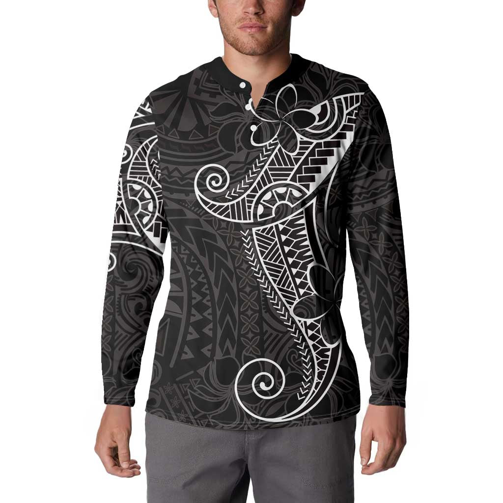 Black White Polynesian Tribal Button Sweatshirt - Polynesian Pride