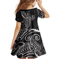 Black White Polynesian Tribal Family Matching Mermaid Dress and Hawaiian Shirt - Polynesian Pride