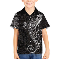 Black White Polynesian Tribal Family Matching Off The Shoulder Long Sleeve Dress and Hawaiian Shirt - Polynesian Pride