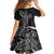 Black White Polynesian Tribal Family Matching Off Shoulder Maxi Dress and Hawaiian Shirt - Polynesian Pride