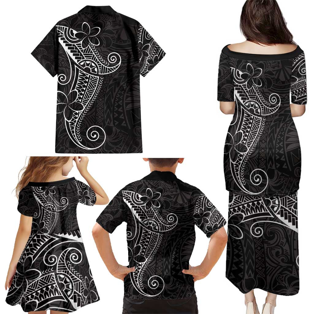 Black White Polynesian Tribal Family Matching Puletasi and Hawaiian Shirt - Polynesian Pride