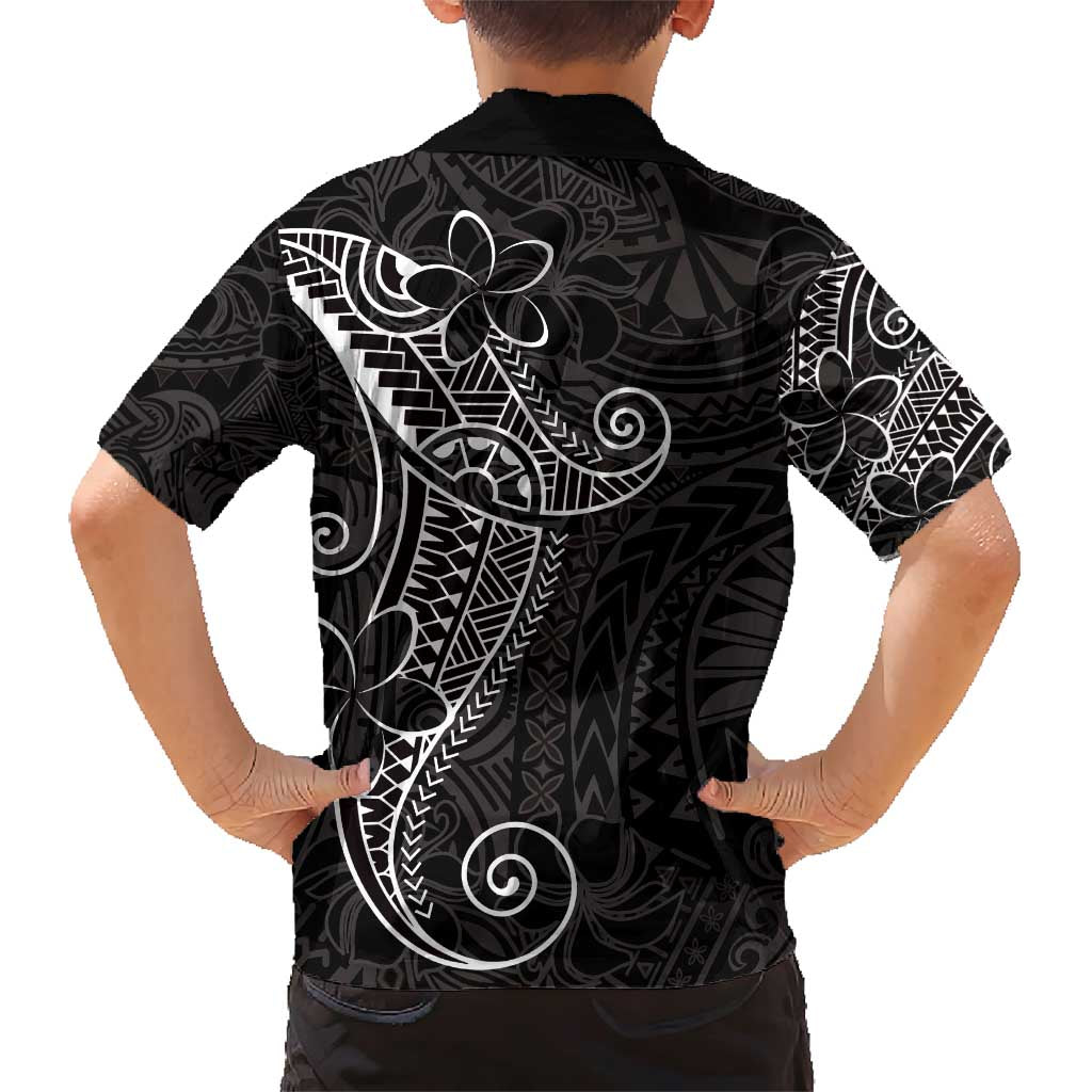 Black White Polynesian Tribal Family Matching Short Sleeve Bodycon Dress and Hawaiian Shirt LT9 - Polynesian Pride