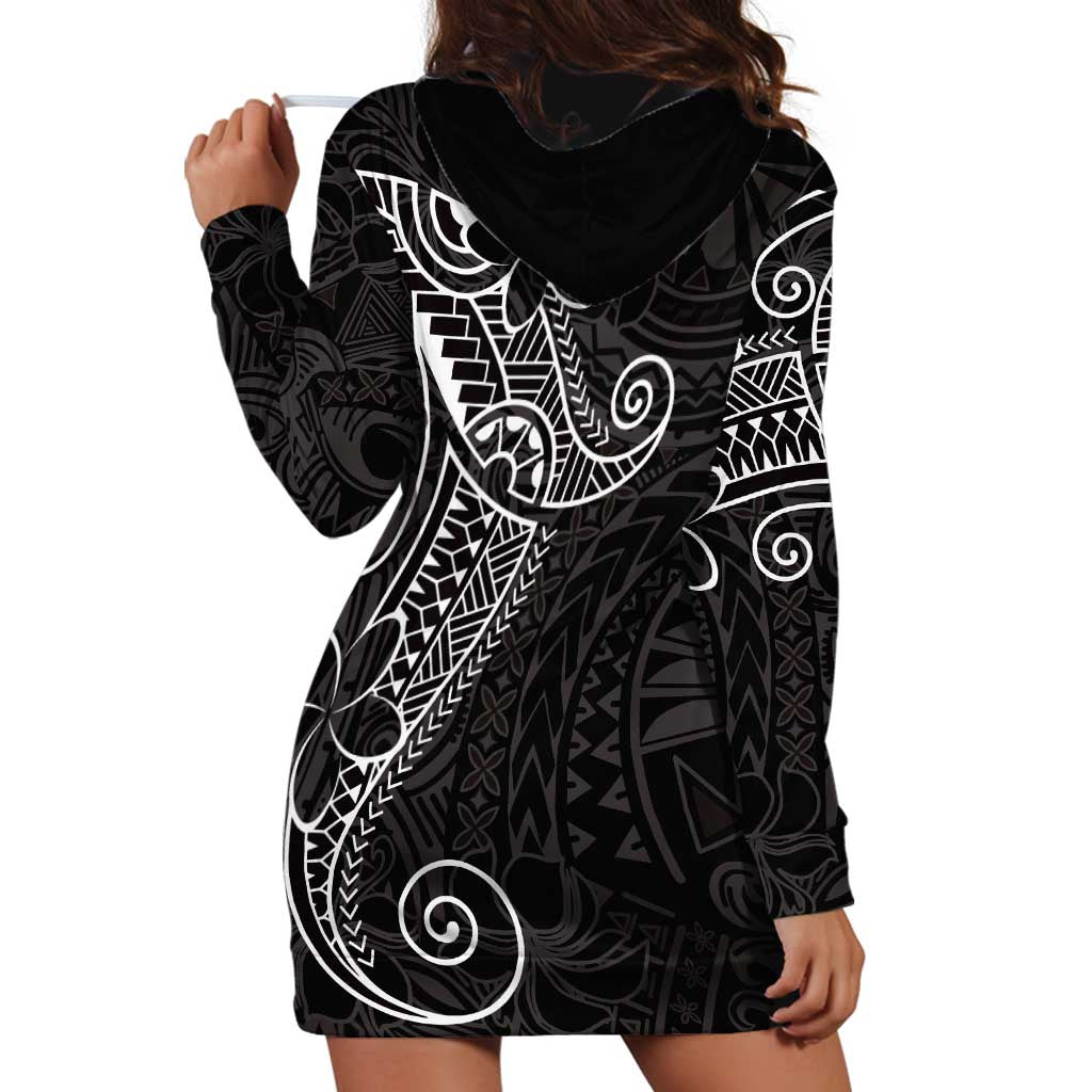 Black White Polynesian Tribal Hoodie Dress LT9 - Polynesian Pride