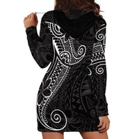 Black White Polynesian Tribal Hoodie Dress LT9 - Polynesian Pride