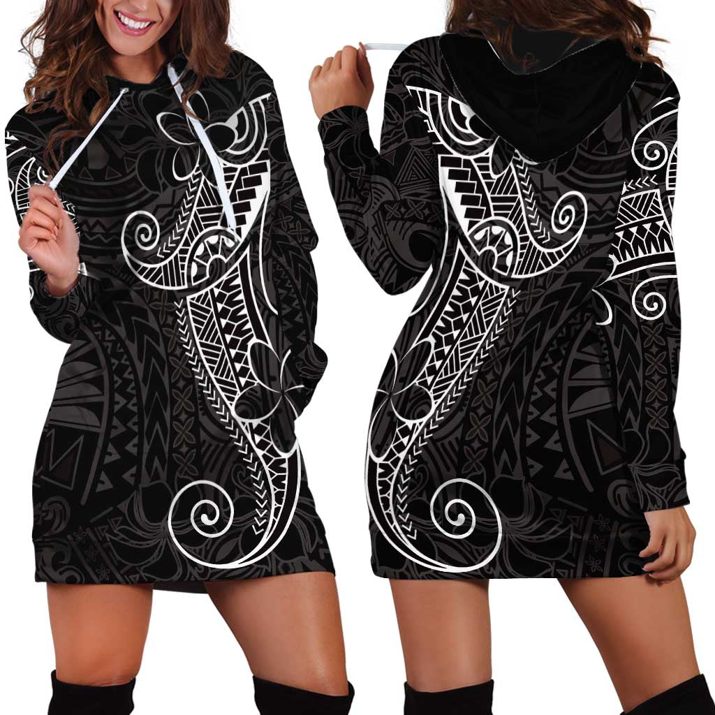 Black White Polynesian Tribal Hoodie Dress LT9 - Polynesian Pride