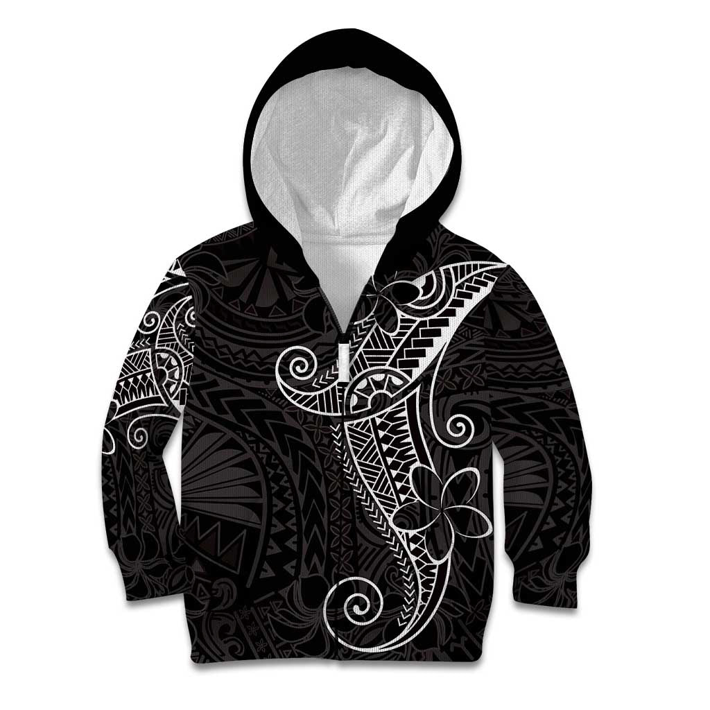 Black White Polynesian Tribal Kid Hoodie - Polynesian Pride