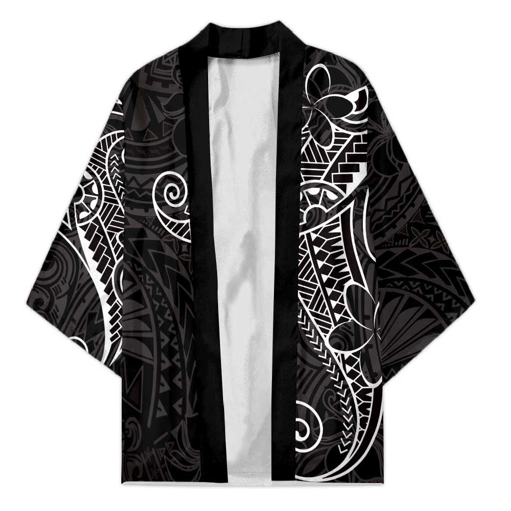 Black White Polynesian Tribal Kimono - Polynesian Pride