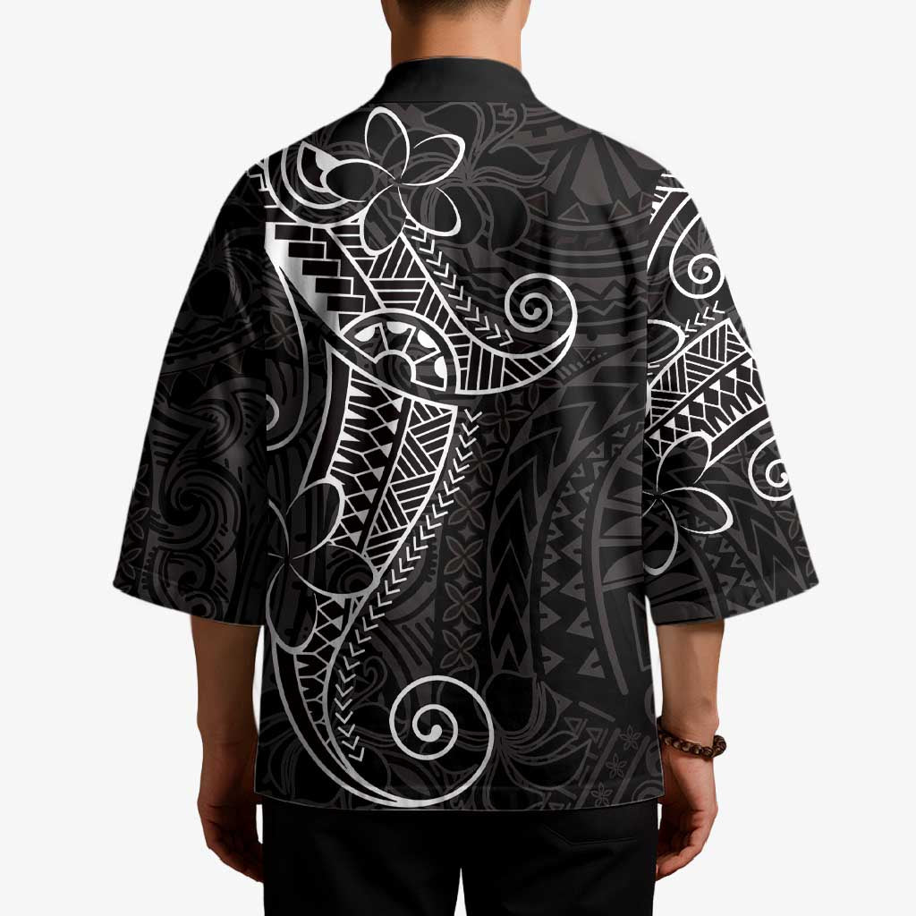 Black White Polynesian Tribal Kimono - Polynesian Pride