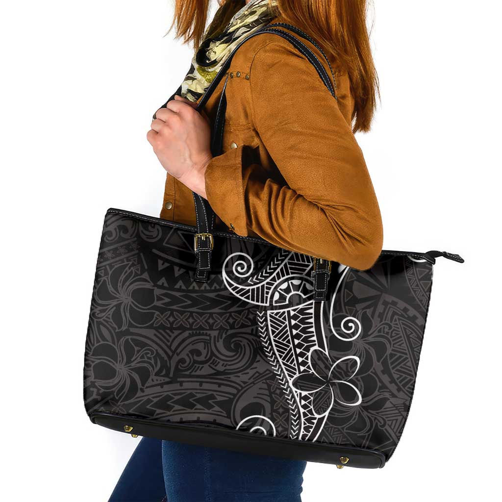 Black White Polynesian Tribal Leather Tote Bag LT9 White - Polynesian Pride