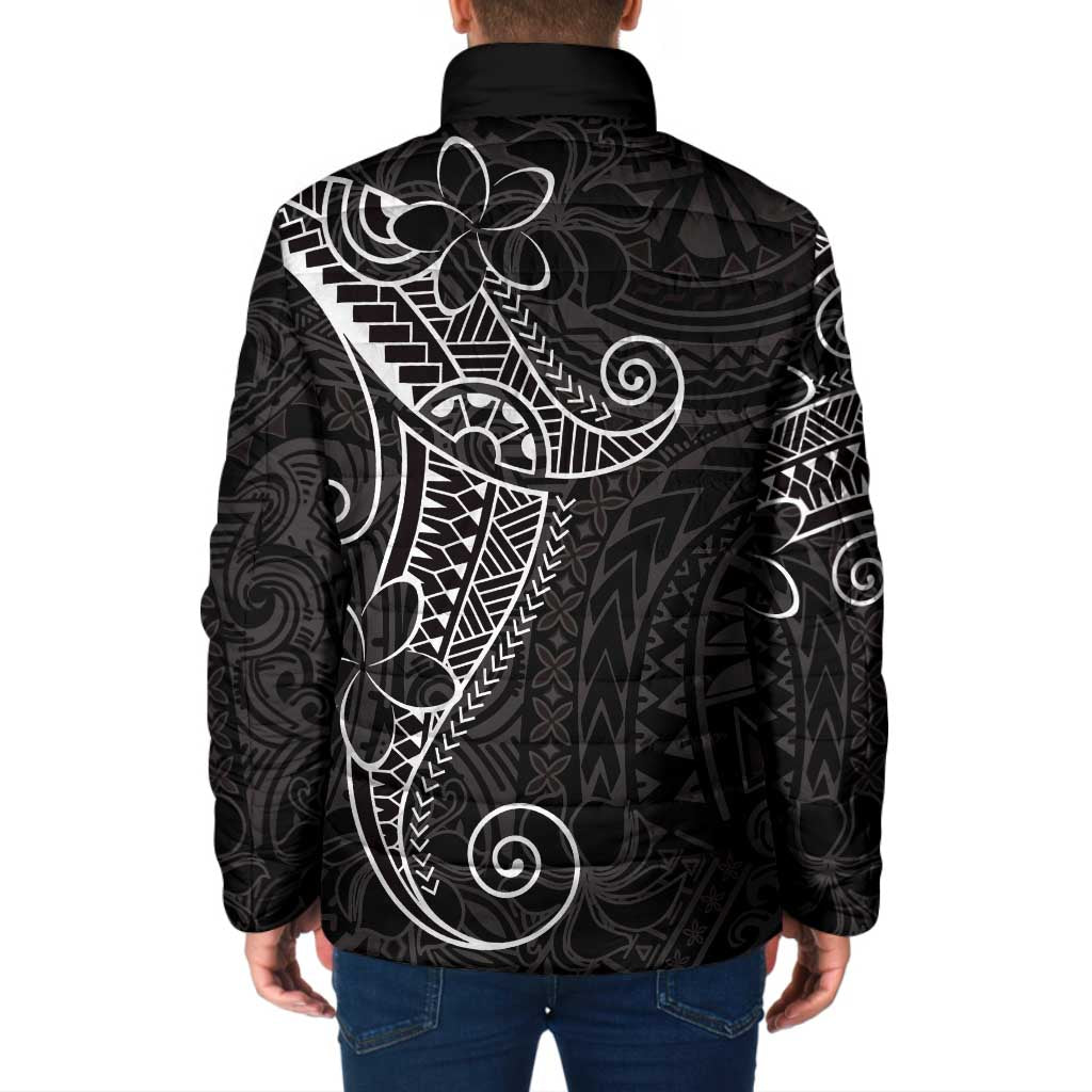 Black White Polynesian Tribal Padded Jacket - Polynesian Pride