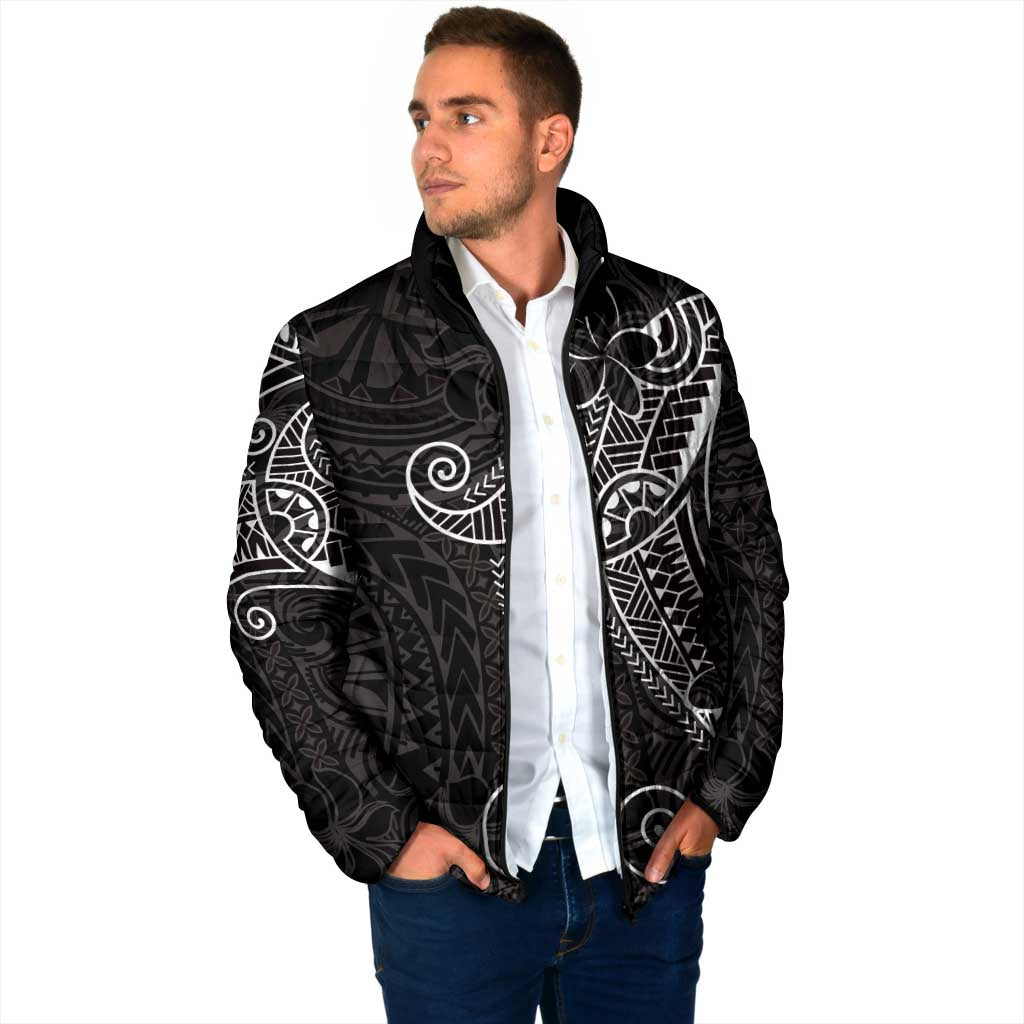 Black White Polynesian Tribal Padded Jacket - Polynesian Pride