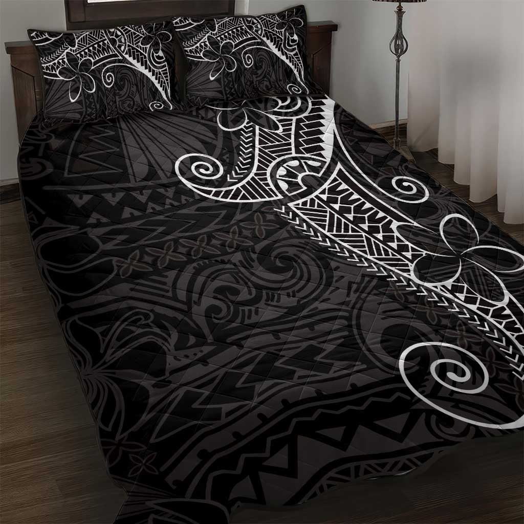 Black White Polynesian Tribal Quilt Bed Set LT9 White - Polynesian Pride