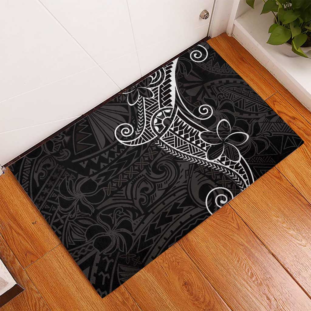 Black White Polynesian Tribal Rubber Doormat - Polynesian Pride