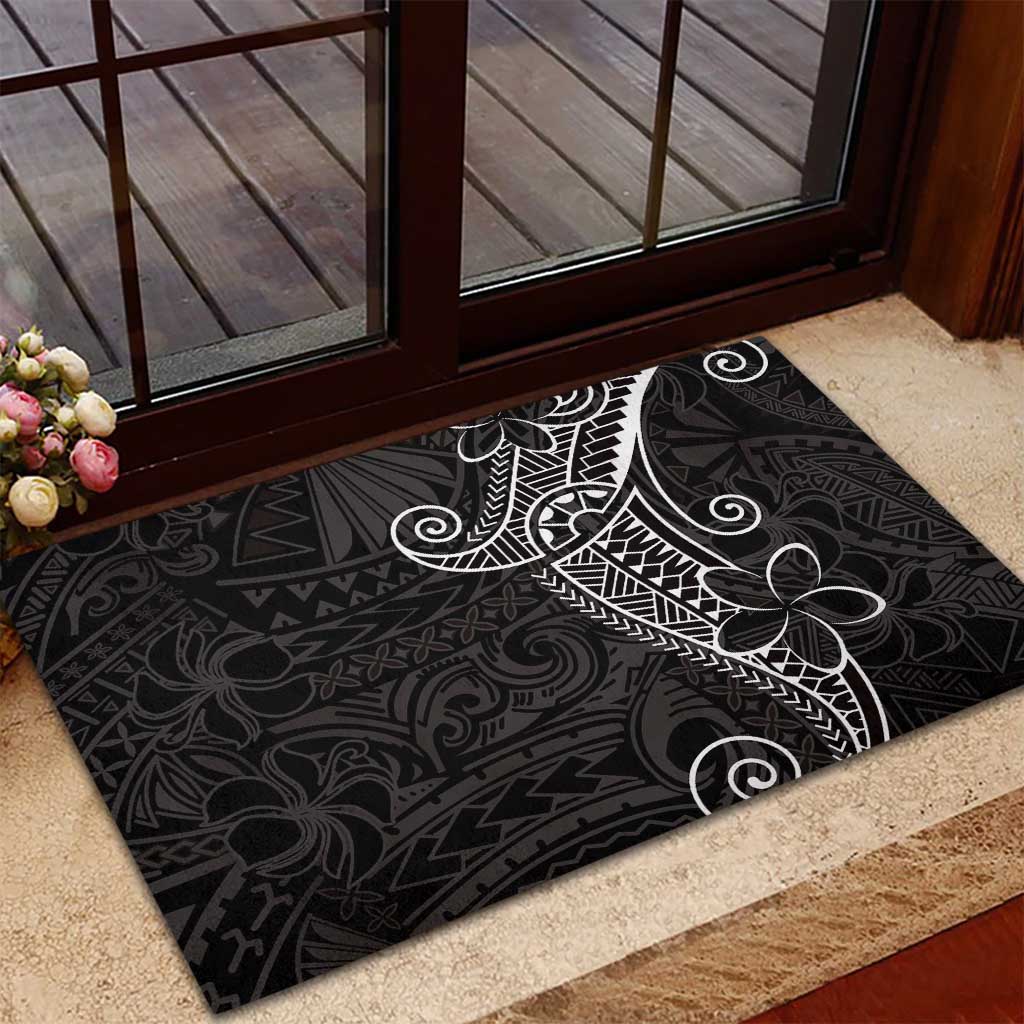 Black White Polynesian Tribal Rubber Doormat - Polynesian Pride