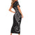 Black White Polynesian Tribal Short Sleeve Bodycon Dress - Polynesian Pride