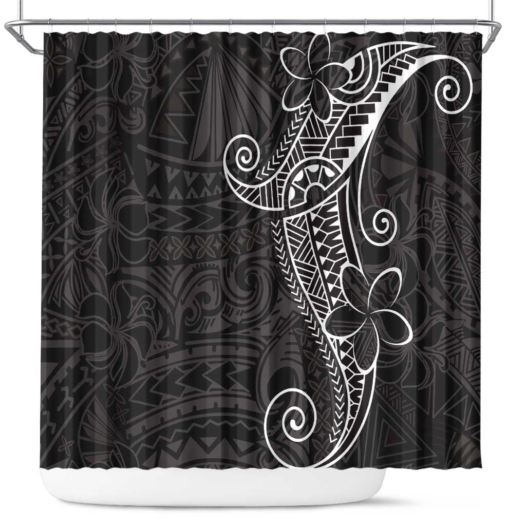 Black White Polynesian Tribal Shower Curtain LT9 White - Polynesian Pride
