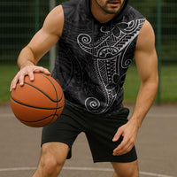 Black White Polynesian Tribal Sleeveless Hoodie - Polynesian Pride
