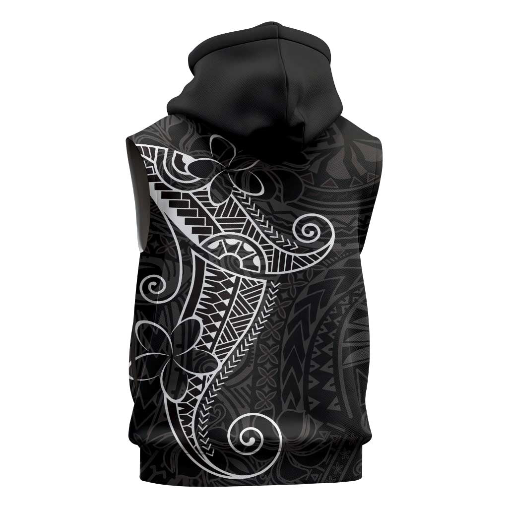Black White Polynesian Tribal Sleeveless Zip Hoodie LT9 - Polynesian Pride