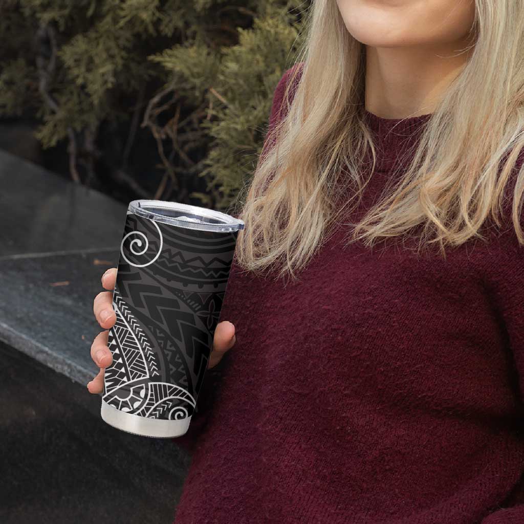 Black White Polynesian Tribal Tumbler Cup - Polynesian Pride