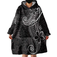 Black White Polynesian Tribal Wearable Blanket Hoodie - Polynesian Pride