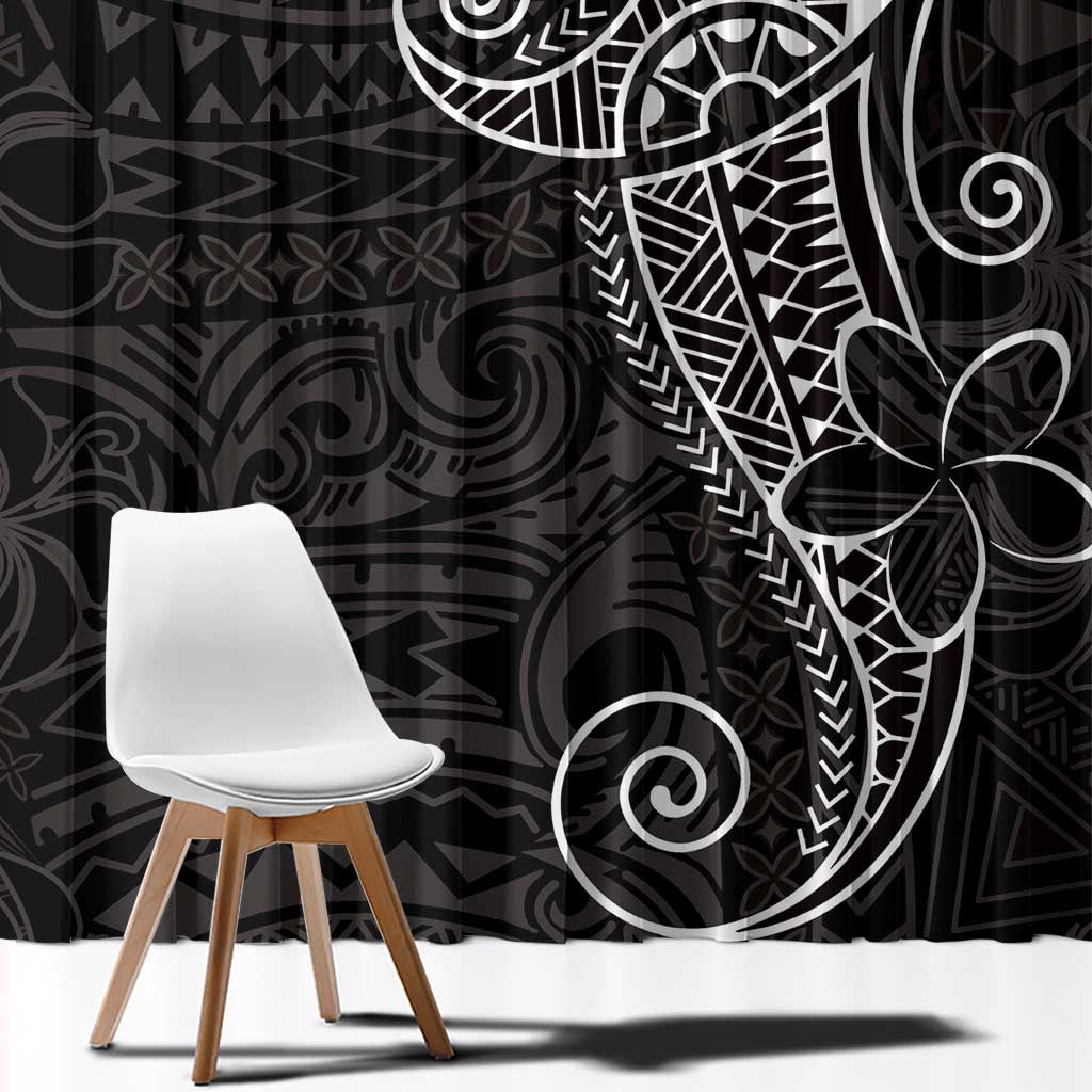 Black White Polynesian Tribal Window Curtain - Polynesian Pride