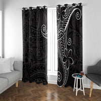 Black White Polynesian Tribal Window Curtain - Polynesian Pride