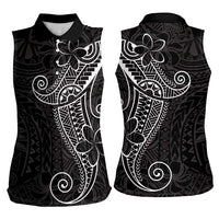Black White Polynesian Tribal Women Sleeveless Polo Shirt LT9 - Polynesian Pride