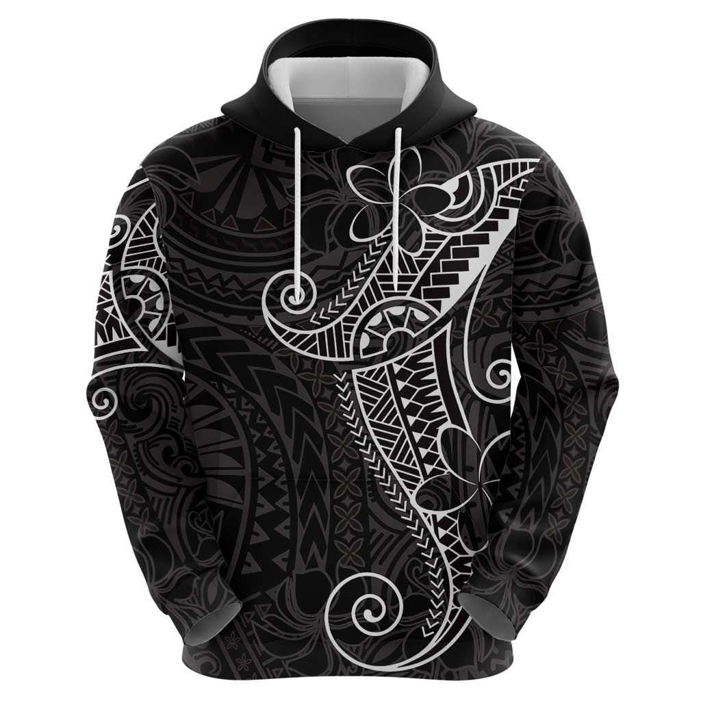 Black White Polynesian Tribal Zip Hoodie - Polynesian Pride