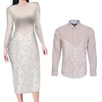Lotu Tamaiti Tongan Polynesian Art Pattern Couples Matching Long Sleeve Bodycon Dress and Long Sleeve Button Shirt Traditional Tribal Motifs - Polynesian Pride