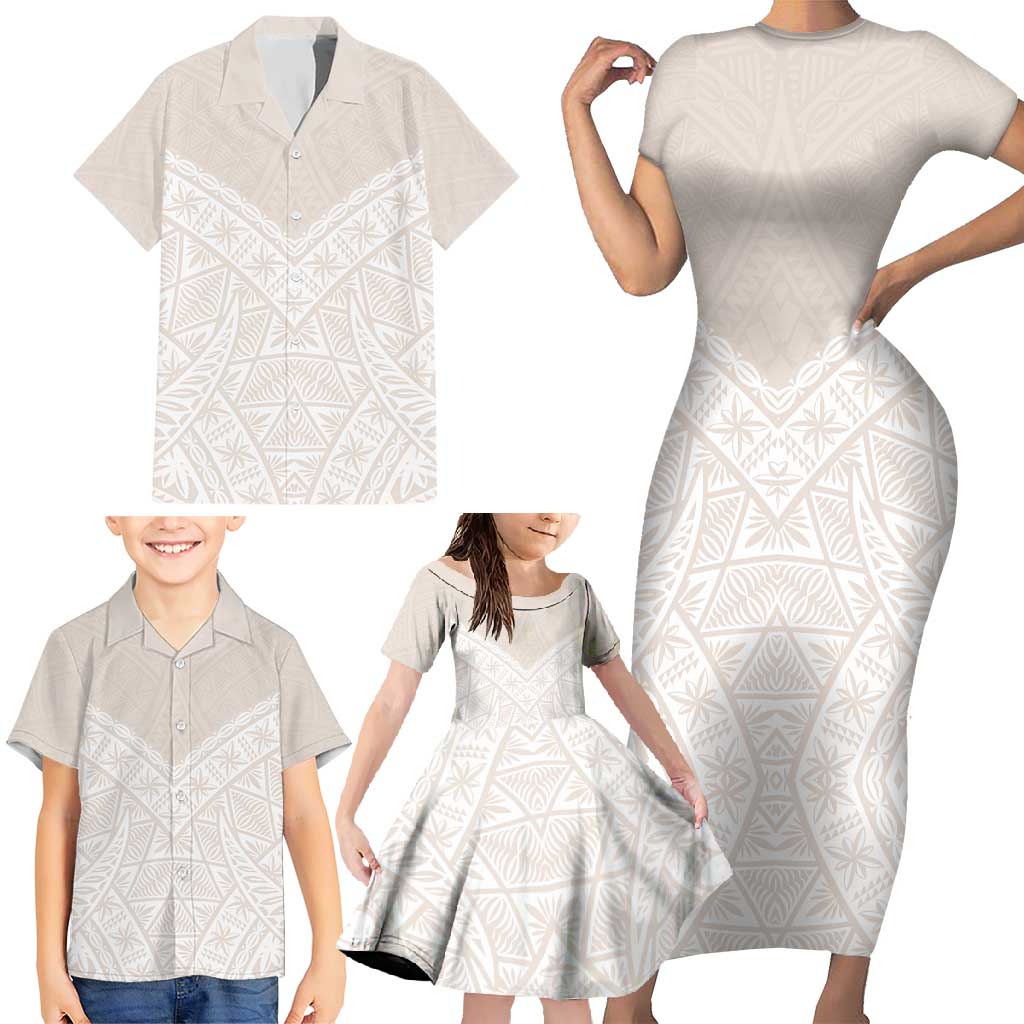 Lotu Tamaiti Tongan Polynesian Art Pattern Family Matching Short Sleeve Bodycon Dress and Hawaiian Shirt Traditional Tribal Motifs - Polynesian Pride